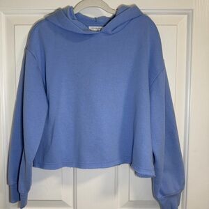 Brushed Crop Hoodie in Periwinkle Blue, Girls 10/12